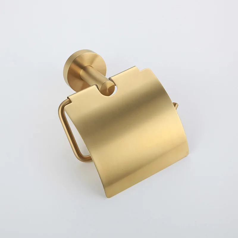 Bathroom Accessory Brushed Gold Tissue Holder Toilet Paper Roll Holder With Cover