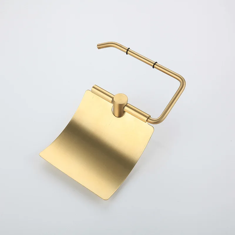 Bathroom Accessory Brushed Gold Tissue Holder Toilet Paper Roll Holder With Cover
