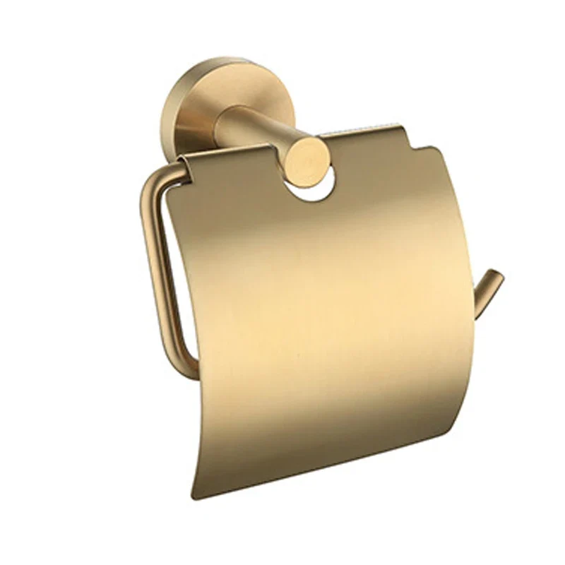 Bathroom Accessory Brushed Gold Tissue Holder Toilet Paper Roll Holder With Cover