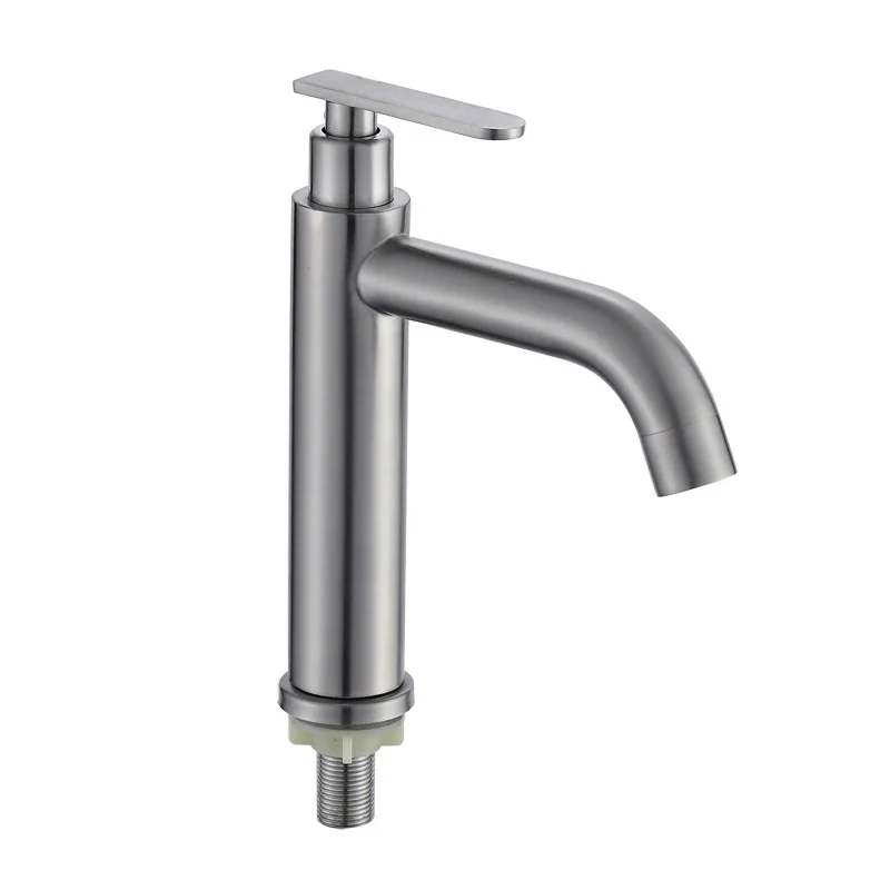 Stainless Steel 304 Basin Faucet Single Cold Water Faucet Tap Single Handle Bathroom Wash Basin Faucet