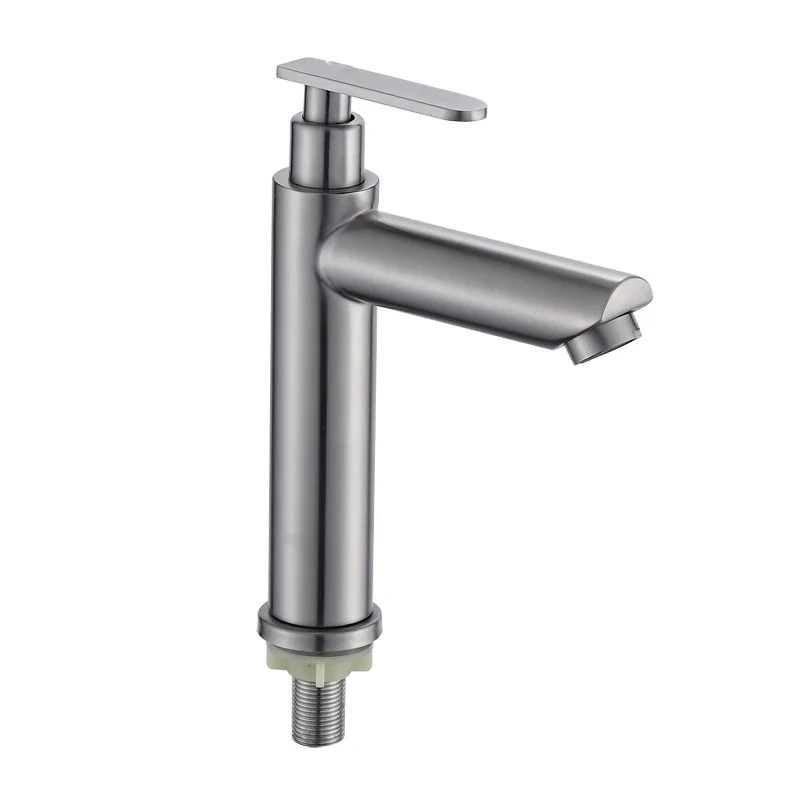 Stainless Steel 304 Basin Faucet Single Cold Water Faucet Tap Single Handle Bathroom Wash Basin Faucet