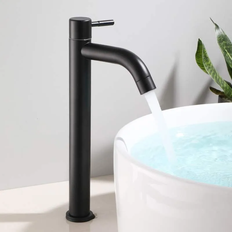 Stainless Steel 304 Basin Faucet Single Cold Water Faucet Tap Single Handle Bathroom Wash Basin Faucet