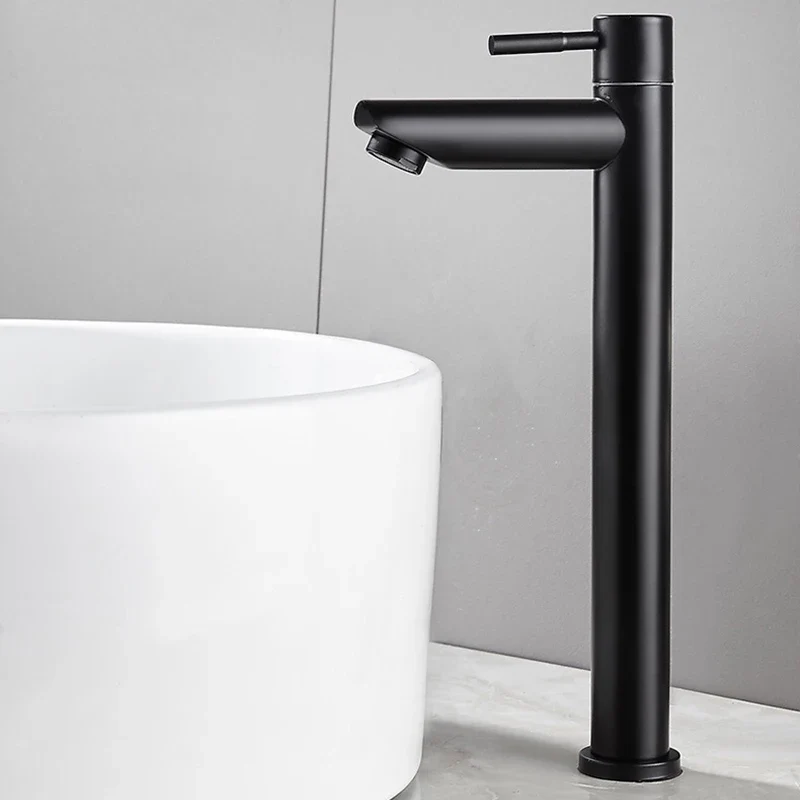 Stainless Steel 304 Basin Faucet Single Cold Water Faucet Tap Single Handle Bathroom Wash Basin Faucet