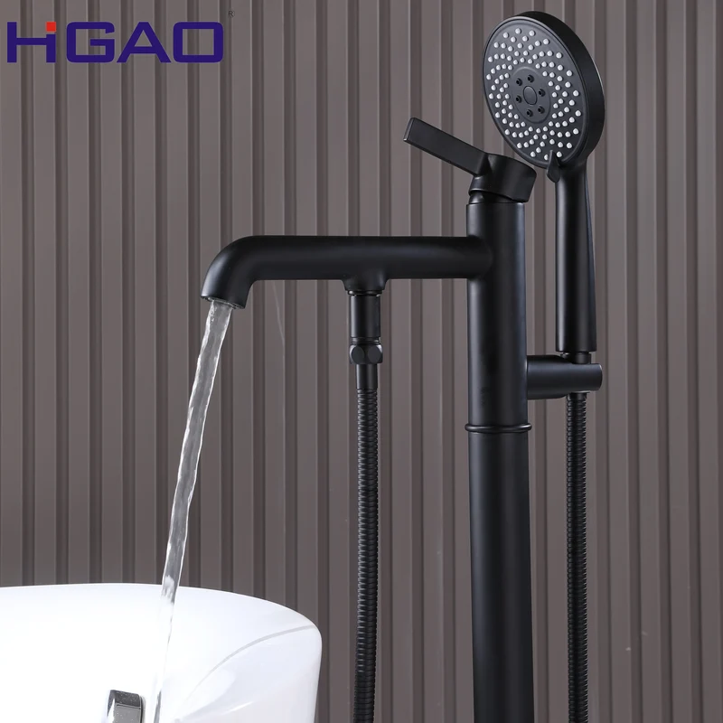 Kaiping Factory Free Standing Copper Bath Tub Mixer Tap Rain Shower Faucet Set Thermostatic Single Handle Shower Head Ceramic