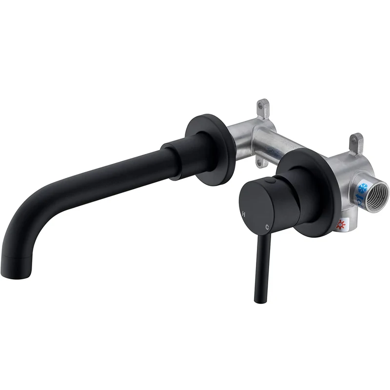 Modern Polished Chrome Single Handle Wall-Mounted Bathroom Faucet with Ceramic Valve Core and Brass Construction