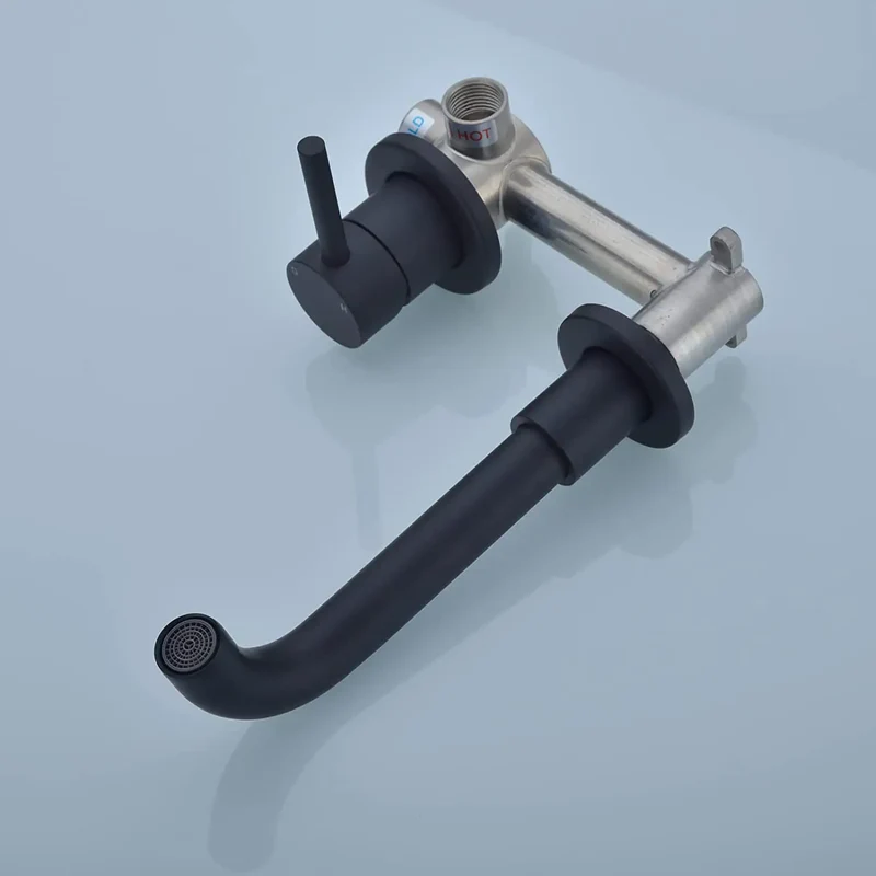Modern Polished Chrome Single Handle Wall-Mounted Bathroom Faucet with Ceramic Valve Core and Brass Construction