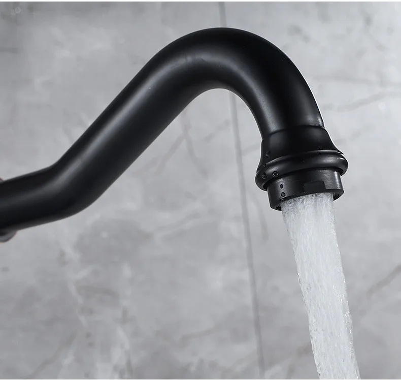 Black Bathroom Sink Faucet Brass Hot Cold Basin Tap
