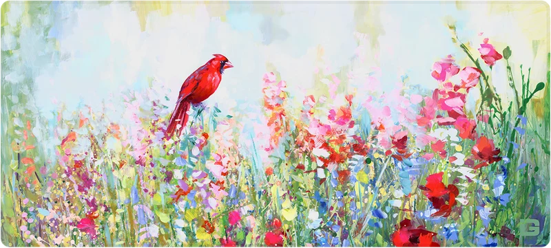 Kardinal unter den Wildblumen