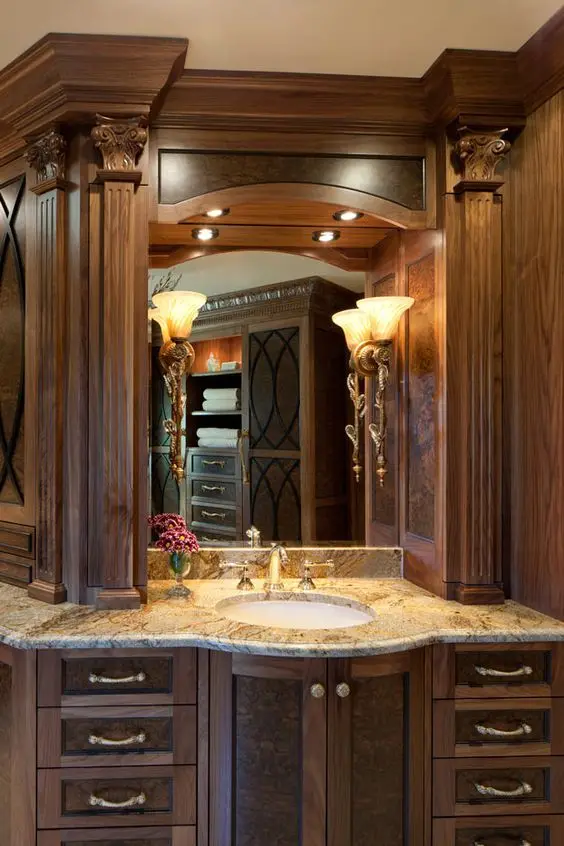 European Luxury Classic Complete Set Bathroom Vanities Cabinet Italian French Style Antique Solid Wood Bathroom Vanity