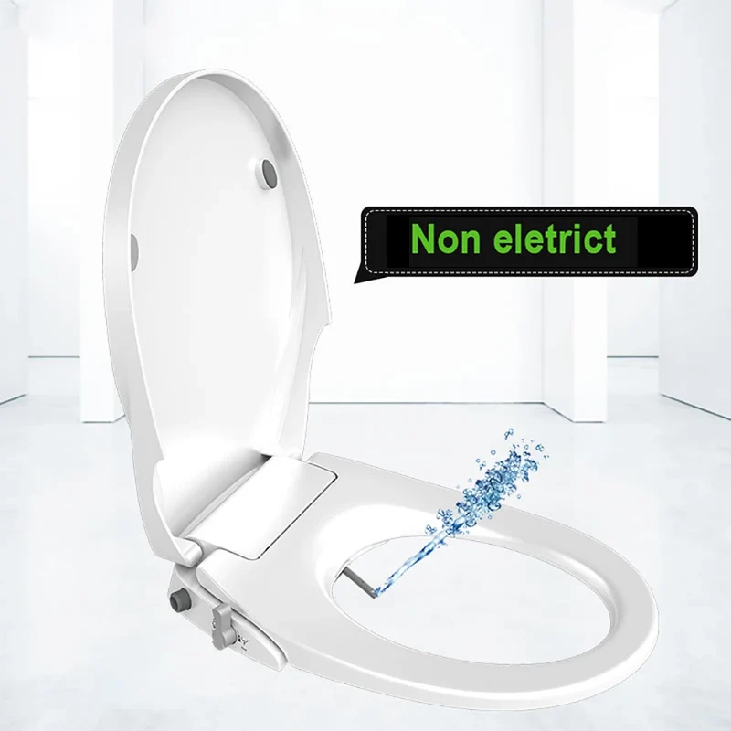 Dual Nozzle Plastic Toilet Seat Cover Vertical Spray Cold Water Eco-Friendly Soft Close Easy Installation Non-Electric Bathroom