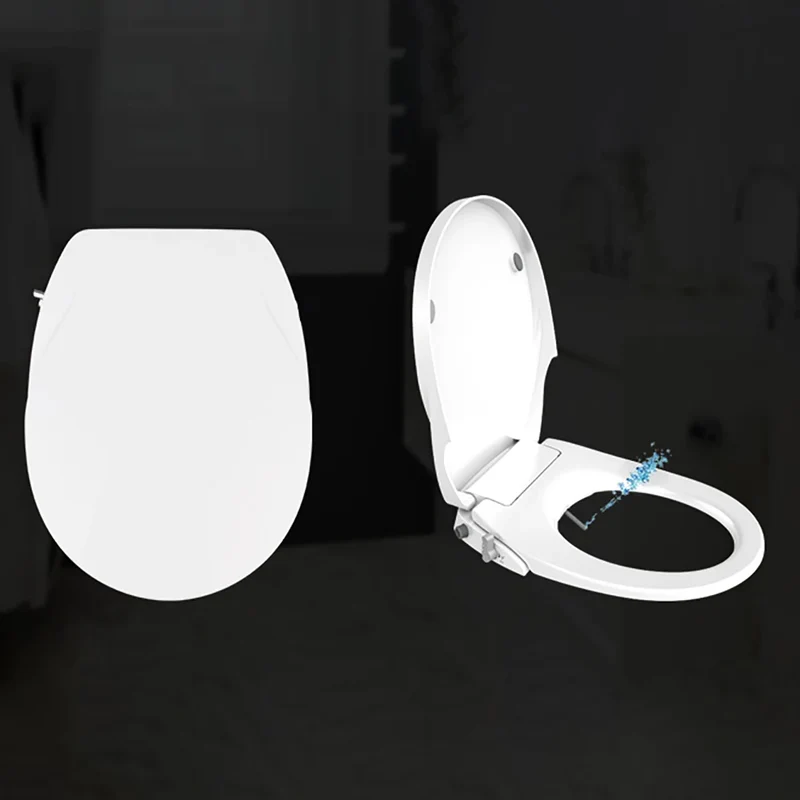 Dual Nozzle Plastic Toilet Seat Cover Vertical Spray Cold Water Eco-Friendly Soft Close Easy Installation Non-Electric Bathroom