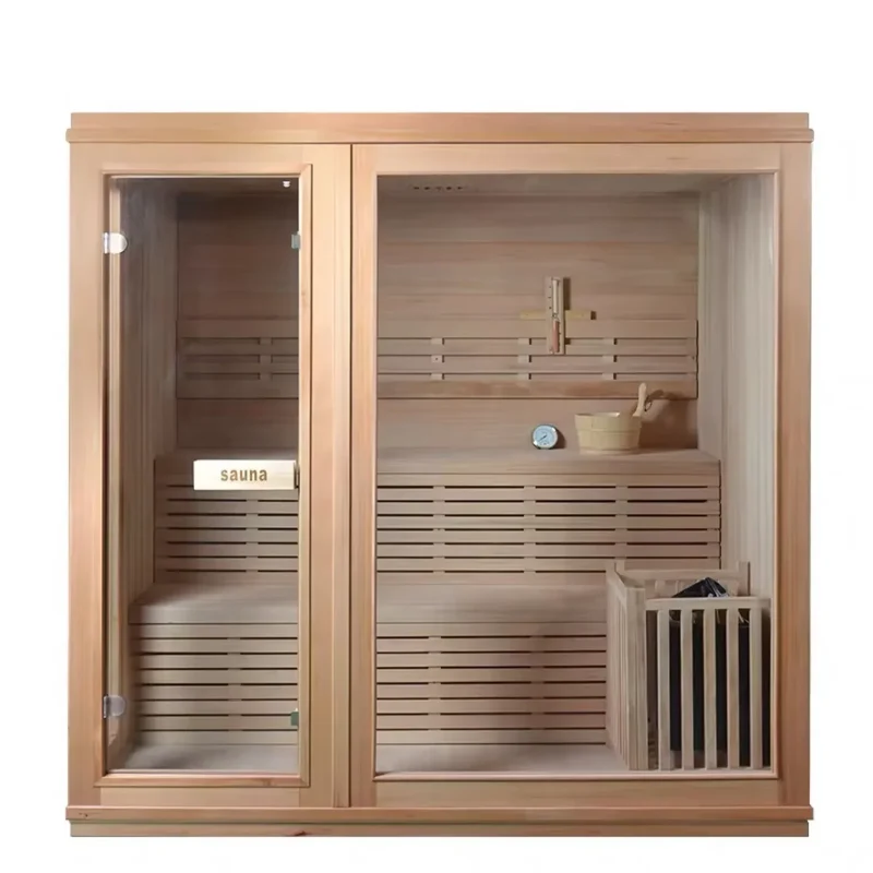 Hesperu HQ-D1220 Solid Hemlock Wood Dry/Wet Steam Sauna Room European Design Soft Touch Control Panel Far Infrared Function 220V