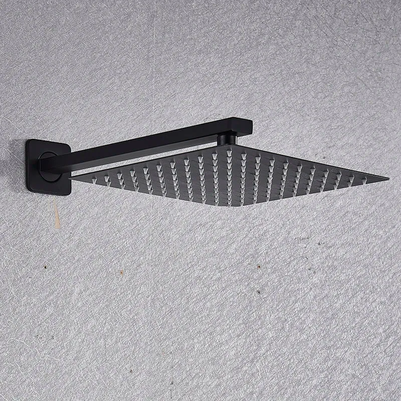 Matte Black Brass Wall-Mounted Rainfall Shower Mixer Chrome-Finished In-Wall Metered Shower Head Polished Inverted Faucet System