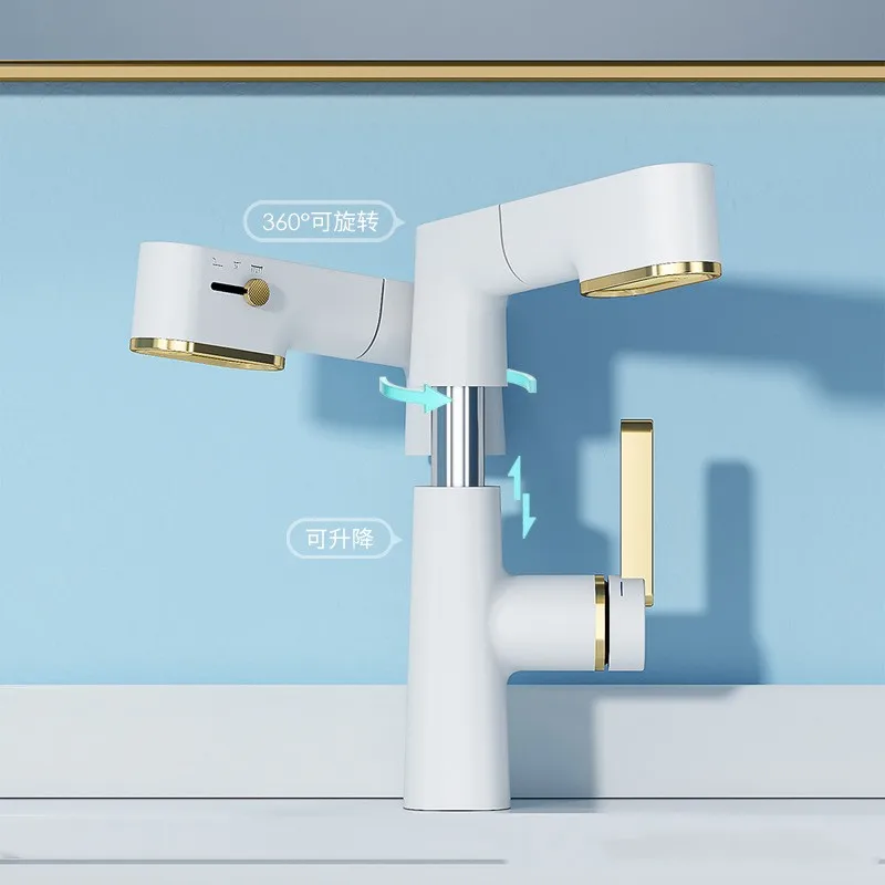 Unique Single Basin Faucet Modern Bathroom Mixer Toilet Tap 360 Swivel Basin Faucet Pull-out Brass Ceramic Polished Contemporary