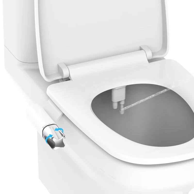 New Arrival Non-electric Slim Bidet Attachment Dual Nozzles Chrome Plated Detachable Floor Mounted Toilet Seat Bidet Women's