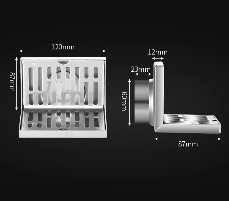 Hongdec HD42805 304 Stainless Steel Modern Square Hotel Bathroom Floor Drain Right Angle Design Electroplated 3-Year Warranty