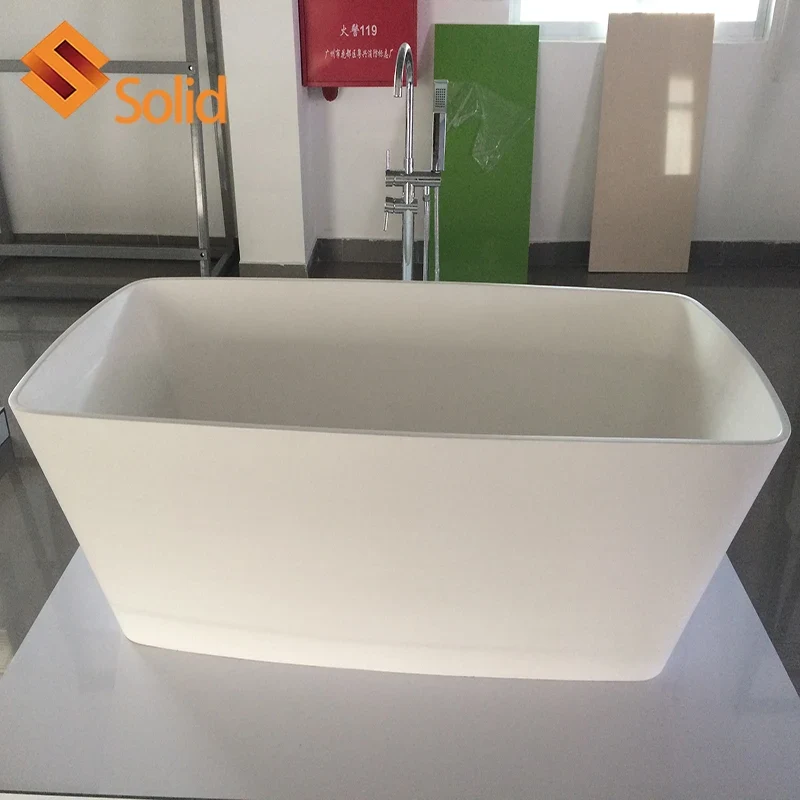 Hot Design White Tub Artificial Stone Solid Surface Bath Tub Freestanding Soaking Bathroom Bathtub