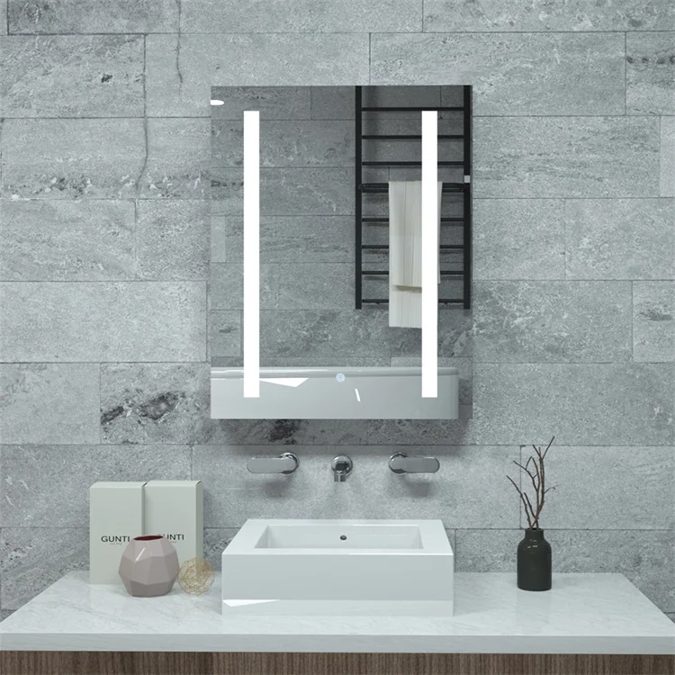 RTS Spot 1pcs Newest Arrival Bathroom Cabinet Touch Switch Anti-fog Medicine Cabinet LED Mirror Cabinet