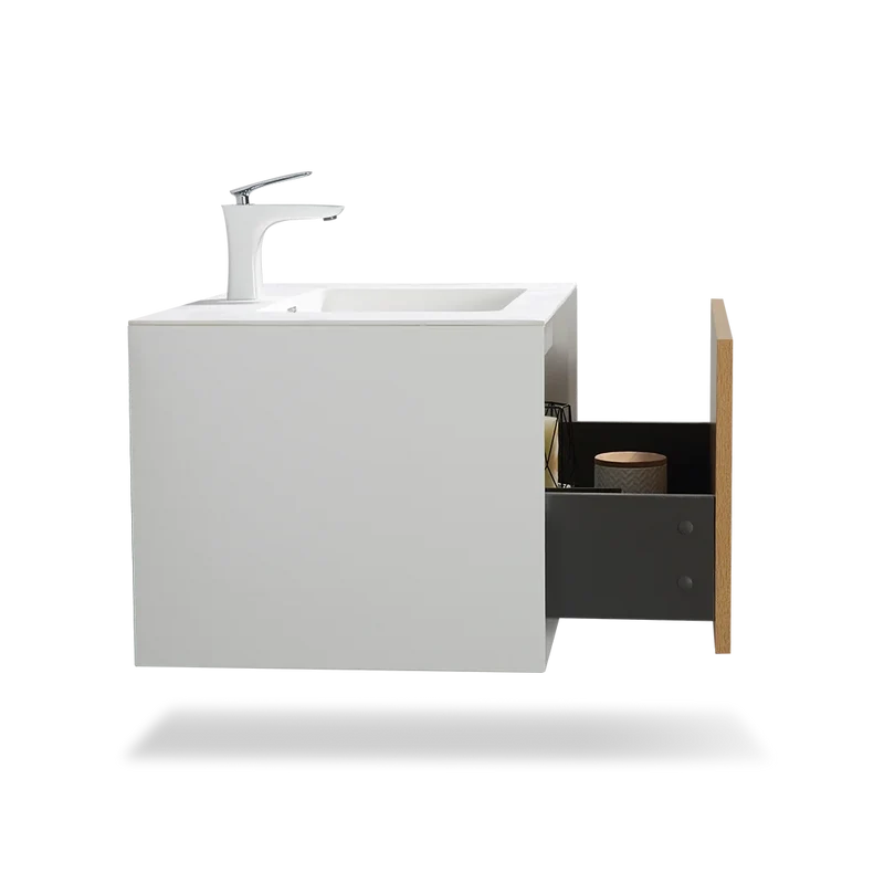 Commercial Sample Available 30 Inch Wall Hung Vanity Modern Bathroom Cabinet with Integrated Sink for Hotel Apartment Project