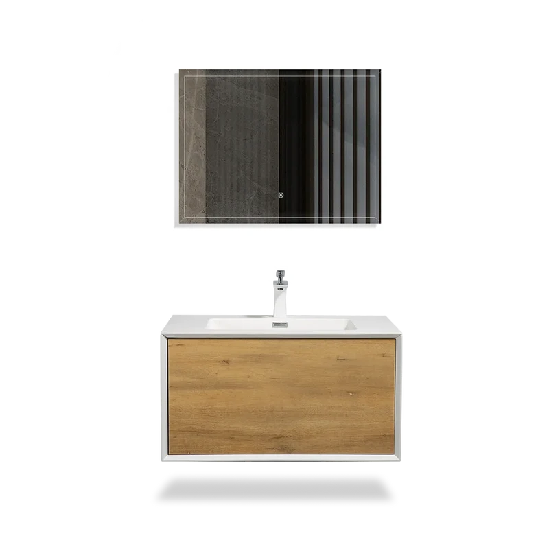 Commercial Sample Available 30 Inch Wall Hung Vanity Modern Bathroom Cabinet with Integrated Sink for Hotel Apartment Project