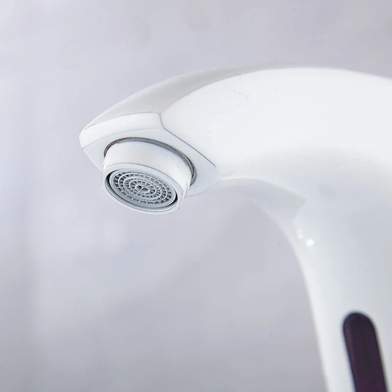 Brass White Sensor Tap Modern Single Hole Ceramic Valve Core Bathroom Wash Basin Hot Cold Mixer Faucet