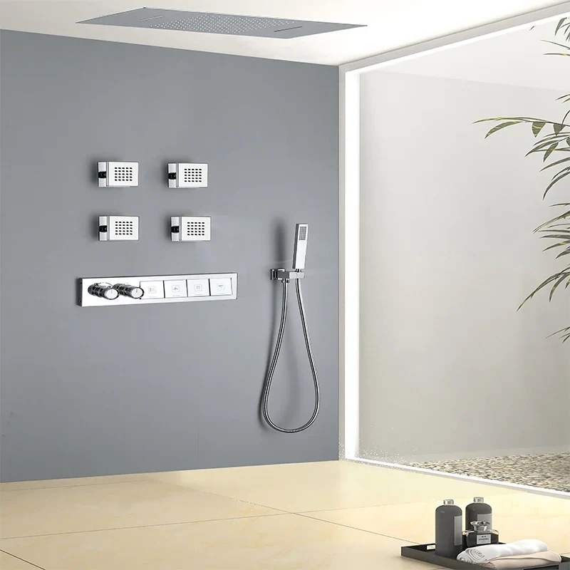 Homein Sanitary Ware, US Warehouse in Stock, Thermostatic Shower Set, Multi-function Bathroom Shower Set, Copper Material