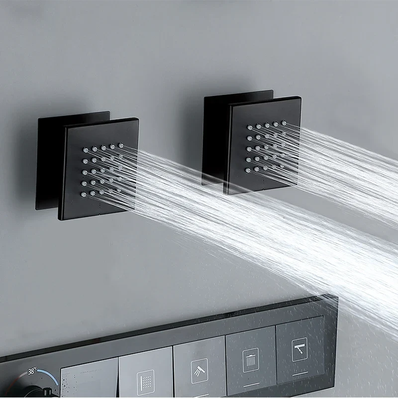 Homein Sanitary Ware, American Warehouse in Stock, Thermostatic Shower Set, Matte Black, Multi-functional Bathroom Shower Set