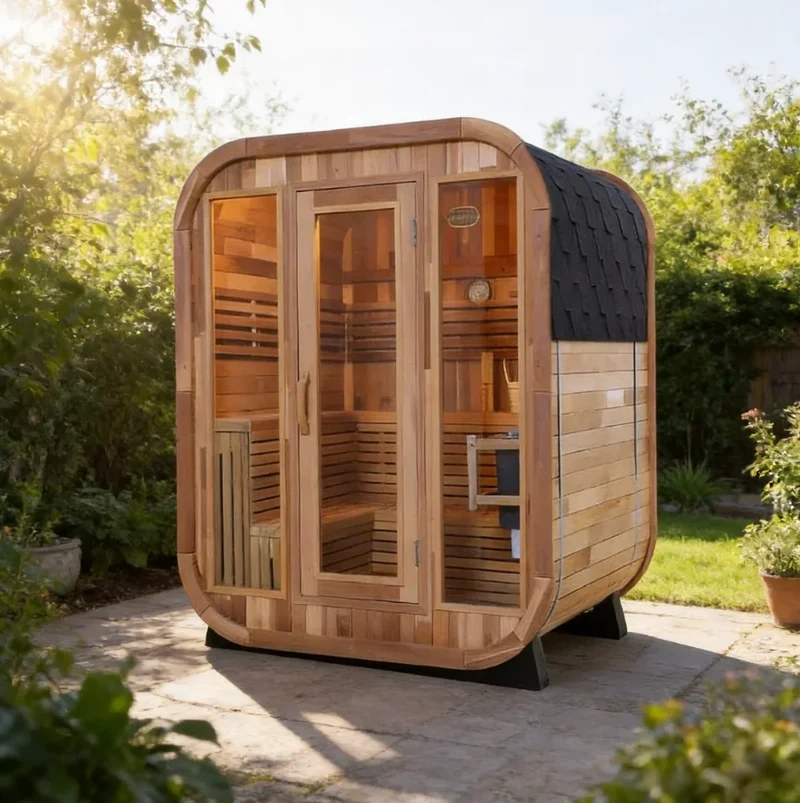 New Arrival Modern Design Wooden Outdoor Cube Sauna Cabin Red Cedar Wood Steam Sauna Room