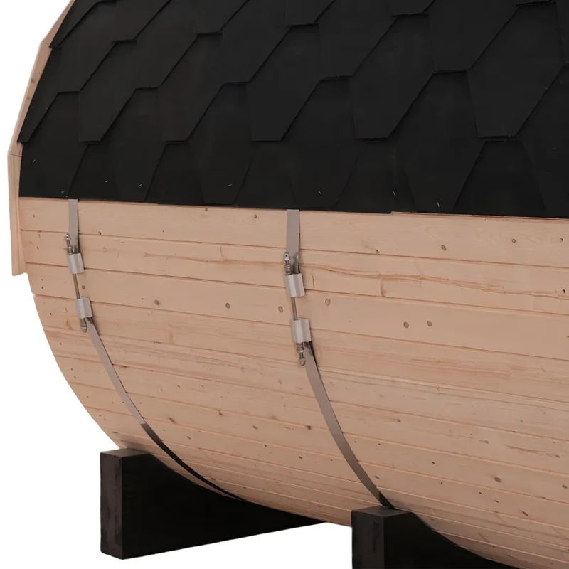 Luxury Panoramic Sauna for 6 | All-Glass Front Pine Barrel Spa Kit for Ultimate Relaxation