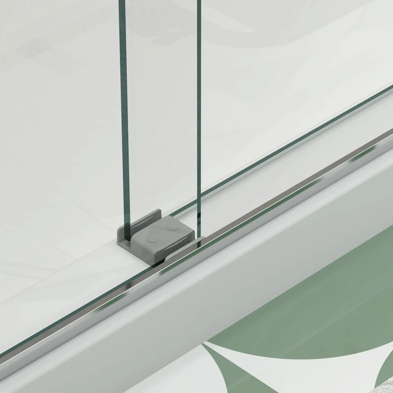 Polished Chrome Double Sliding Shower Door, 5/16" Nano-Coated Tempered Glass & 36K-Cycle Tested Hardware