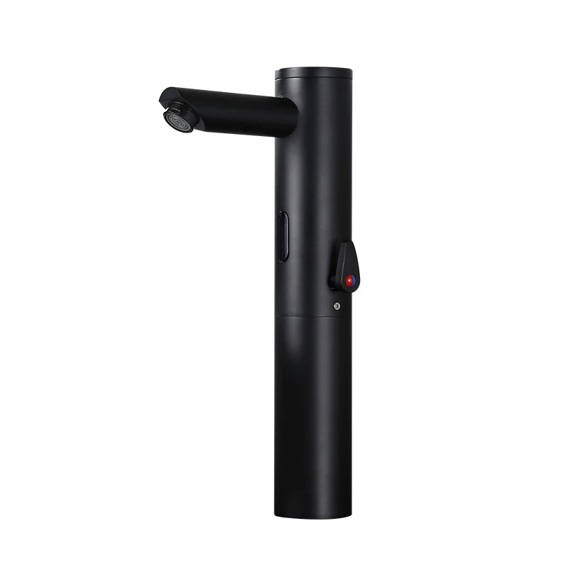 Black Brass Contemporary Single Handle Touchless Automatic Sensor Basin Faucet