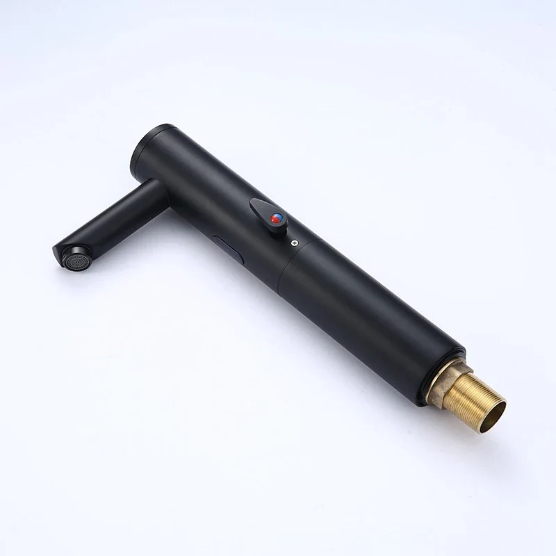 Black Brass Contemporary Single Handle Touchless Automatic Sensor Basin Faucet