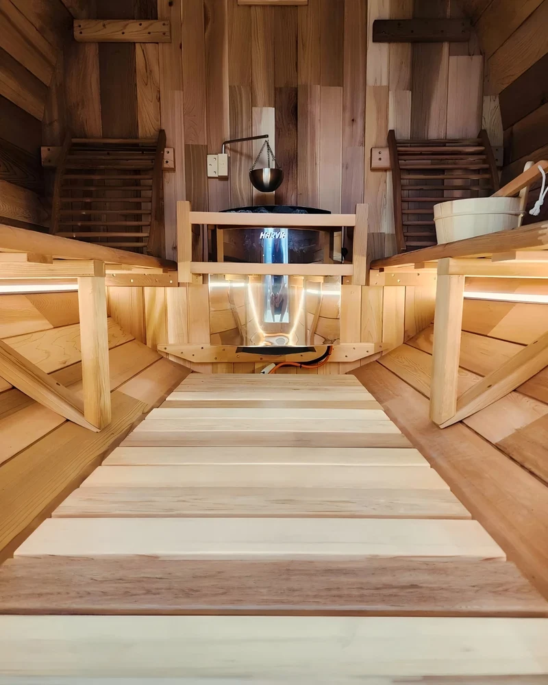 High Quality Red Cedar Modern Wood Fired Sauna Barrel with Glass Steam Stove for 4-6 Persons Portable Steam Outdoor Sauna