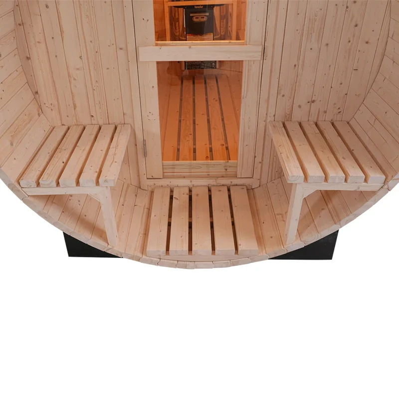 6-Person Outdoor Barrel Sauna with Steam Generator | All-in-One Premium White Pine Home Spa Kit