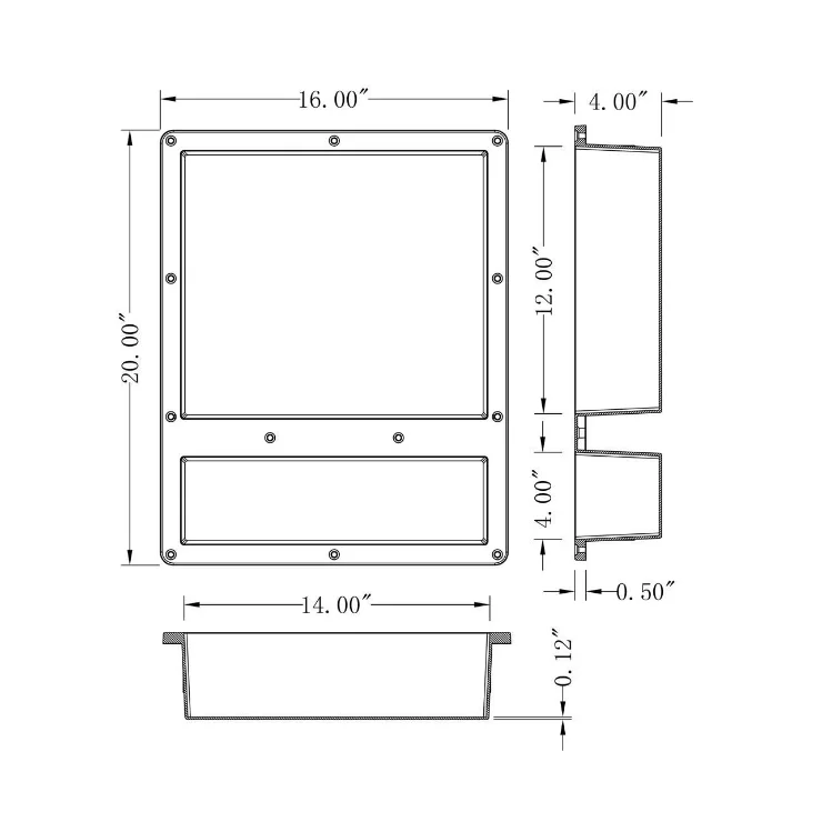 Modern Home Hotel Bathroom 16"x20" OEM Custom ABS Waterproof Recessed Double Compartment Tile-in Shower Storage Niche
