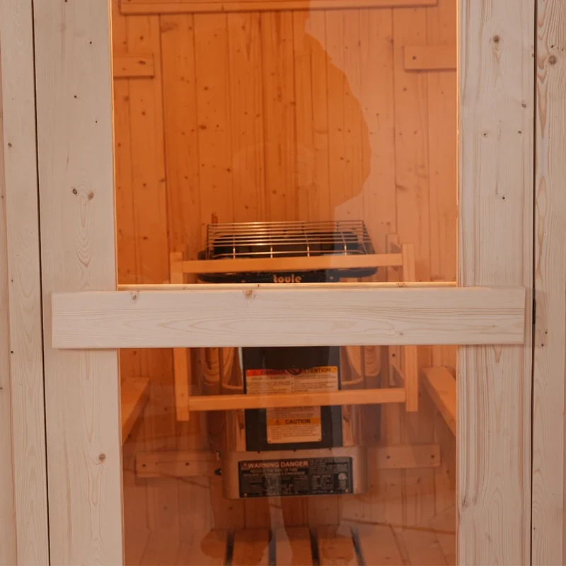 6-Person Outdoor Barrel Sauna with Steam Generator All-in-One Premium White Pine Home Spa