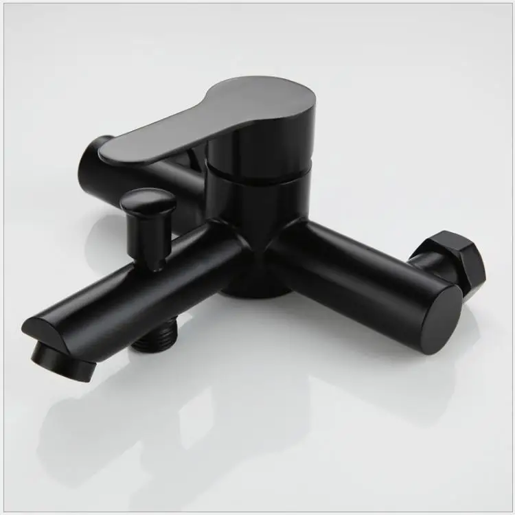 Hotel Contemporary Matte Black Stainless Steel 304 Dual Outlet Water Bathroom Wall Mounted Shower Bathtub Mixer Faucet Tap
