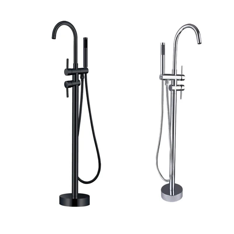 Hot Selling 5 Star Hotel Standard Luxury Chrome Gold Finish Bathtub Mixer Full Brass Bath Faucet Freestanding Bathtub Taps