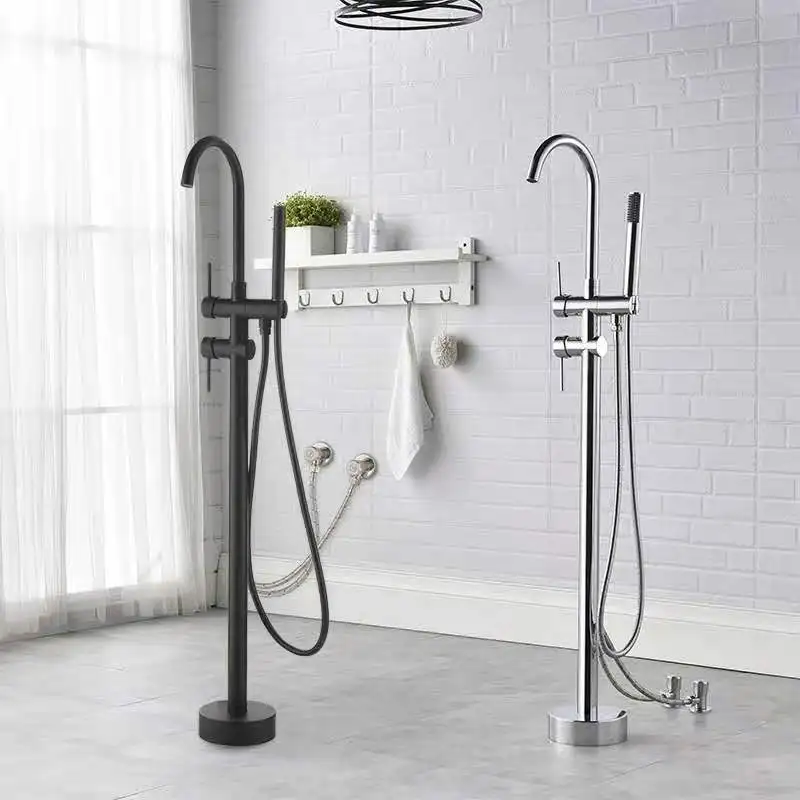 Hot Selling 5 Star Hotel Standard Luxury Chrome Gold Finish Bathtub Mixer Full Brass Bath Faucet Freestanding Bathtub Taps