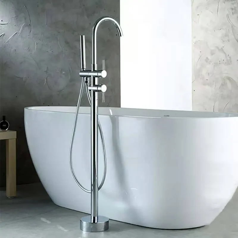 Hot Selling 5 Star Hotel Standard Luxury Chrome Gold Finish Bathtub Mixer Full Brass Bath Faucet Freestanding Bathtub Taps