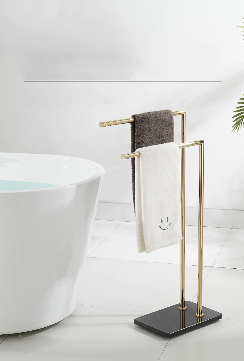 Modern Metal 3 Swivel Arm Towel Holder Rack Black Gold Freestanding Hand Towel Bar