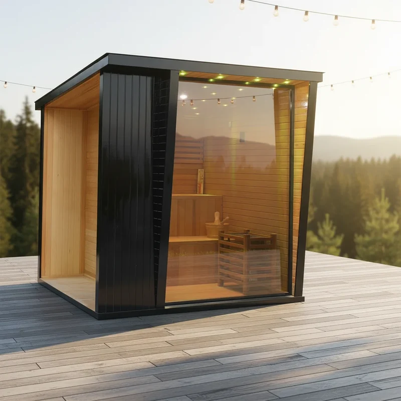 Outdoor 6-Person Cedar Sauna Cabin with Aromatic Redwood Benefits Steam Therapy for Backyard Relaxation & Wellness