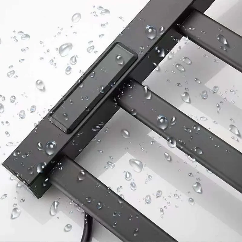 Bathroom Black and White Intelligent Digital Display Temperature Adjustable Drying Heating Electric Towel Rack