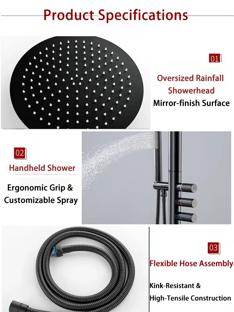 Matte Black Brass Outdoor Shower Faucet Set Freestanding Poolside Outdoor Shower Faucet Freestanding Outdoor Shower Mixer