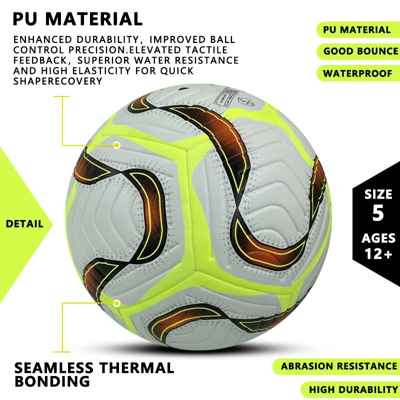 Fluorescent Color Huandong Football-A23-T Soccer Ball Size 5 Official Match High Quality Thermal Bonded Leather Football