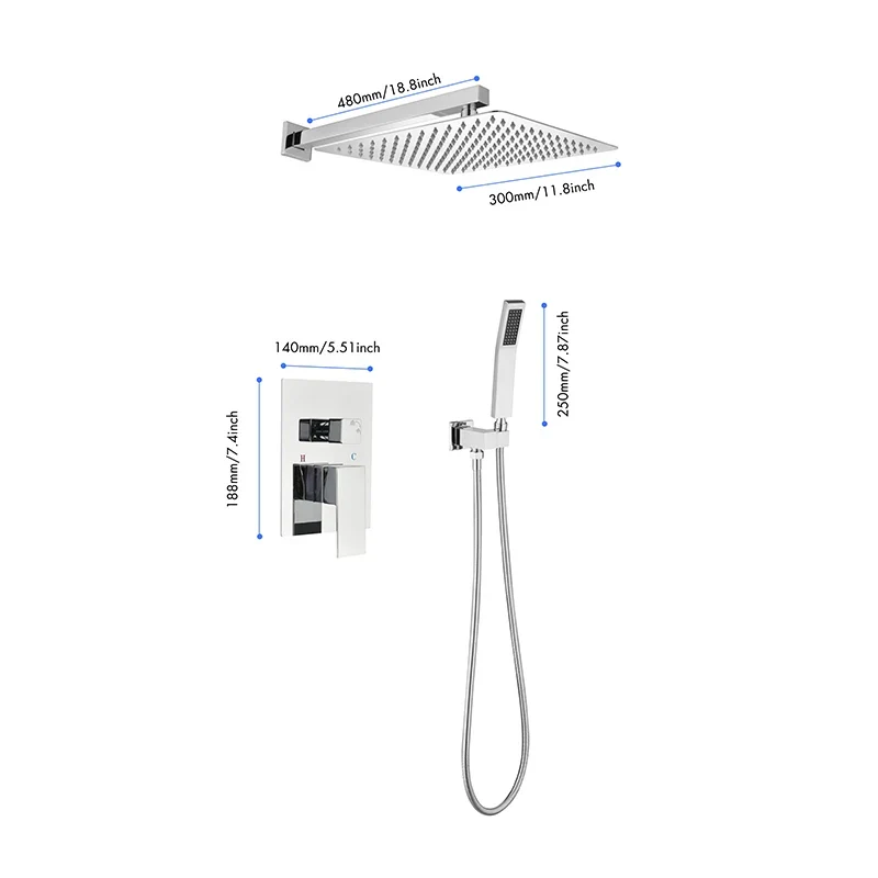USA Free Drop Shipping America Ready Stock Shower Set System Bathroom Luxury Wall Mounted Faucet Kits 2024 Design Shower Head