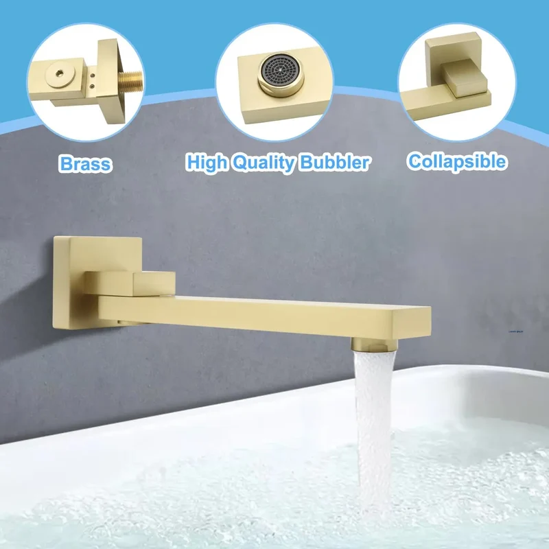 Brushed Gold Concealed Shower Mixer Set 16 Inch Ceiling Mounted Rain Shower System Rainfall Stainless Steel Shower Head