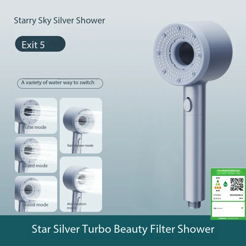 Contemporary Single-Handle ABS Pressurized Rain-Spray Shower Head with Pause Pattern Massage Filter for Bathrooms and Hotels