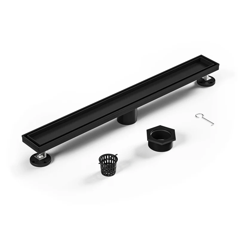 Dropship Ready 24-Inch Matte Black Stainless Steel Linear Drain CUPC Approved Reversible 2-in-1 Cover for Bathroom for US Market