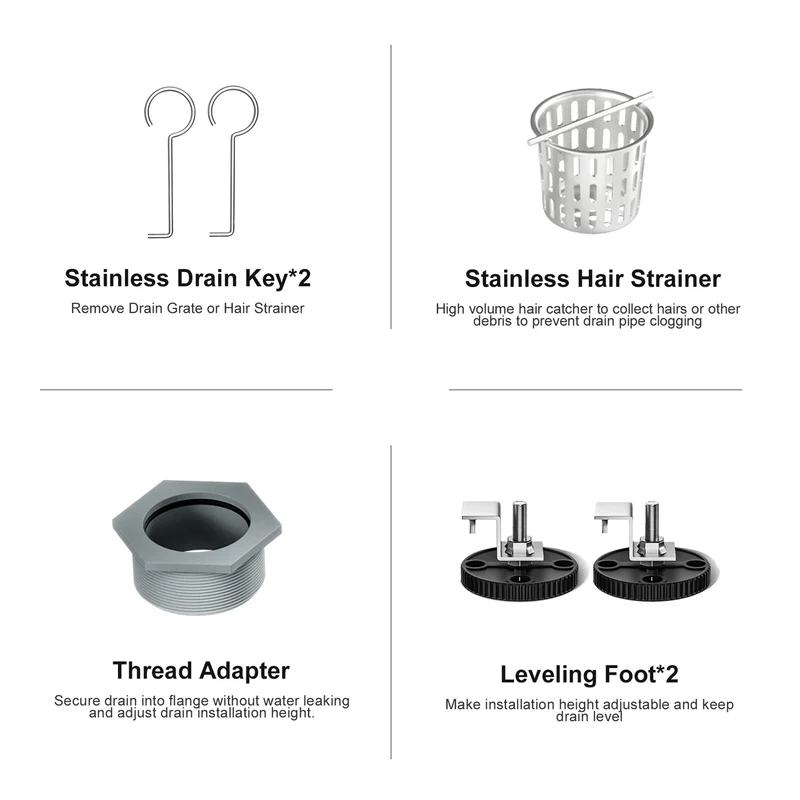 NEODRAIN 32 Inch Modern Stainless Steel Shower Drain Square Slot Cover Direct Drain Style for Bathroom USA Dropship Supported